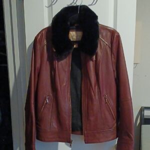 Wilsons Leather Brown Leather Jacket with Black Collar